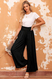 Frill Smocked High Waist Flowy Wide Leg Pants