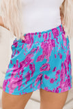 Abstract Print Elastic Waist Pocket Wide-Leg Shorts