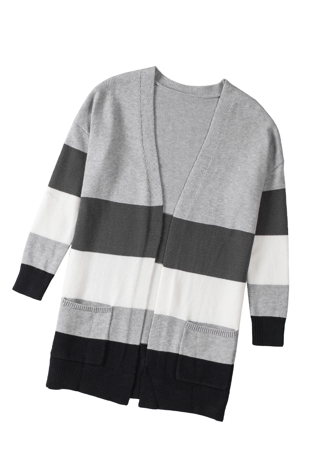 Cardigan color block kaki ouvert sur le devant avec poches