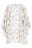 Floral Print Ruffled Long Sleeves Kimono