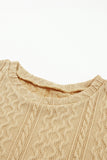 Solid Color Puffy Sleeve Textured Knit Top