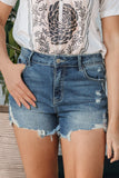 Distressed Raw Edge Jean Shorts