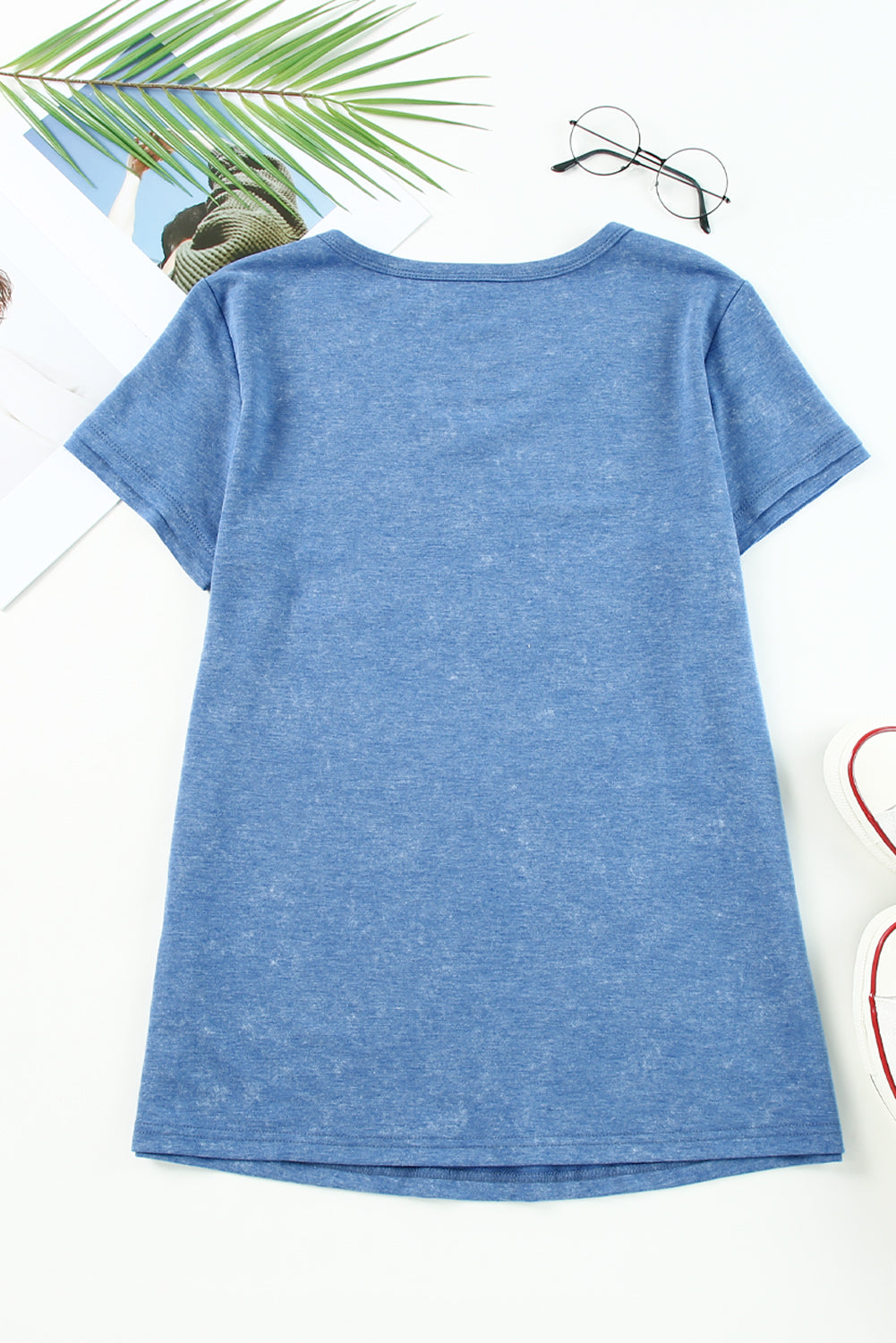 Mineral Washed V Neck Short Sleeve T Shirt