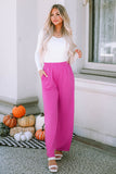 Elastic Waist Pocketed Wide Leg Pants