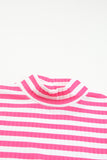 Striped Print Textured Knit Long Sleeve Tee