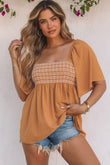 Square Neck Wide Sleeves Flowy Top