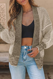 Gray Textured Knit Pocketed Duster Cardigan