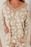 Animal Print Two-piece Long Sleeve and Shorts Lounge Set