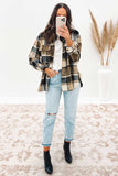 Retro Plaid Button Flap Pocket Shacket