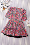 Vintage Puff Sleeve Side Pockets Floral Dress