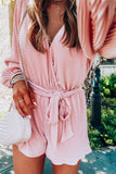 Ripped Surplice V Neck Bubble Sleeve Romper