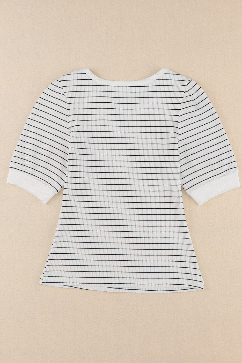 Striped Print Notch V Neck Short Sleeve Top