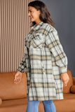 Plus Size Plaid Pocketed Side Slit Shacket