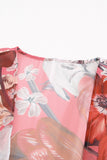 Kimono de plage rose à imprimé floral Boho