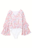 Tiered Ruffled Bell Sleeve Floral Bodysuit