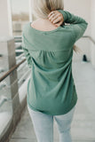 Ribbed V Neck Long Sleeve Top