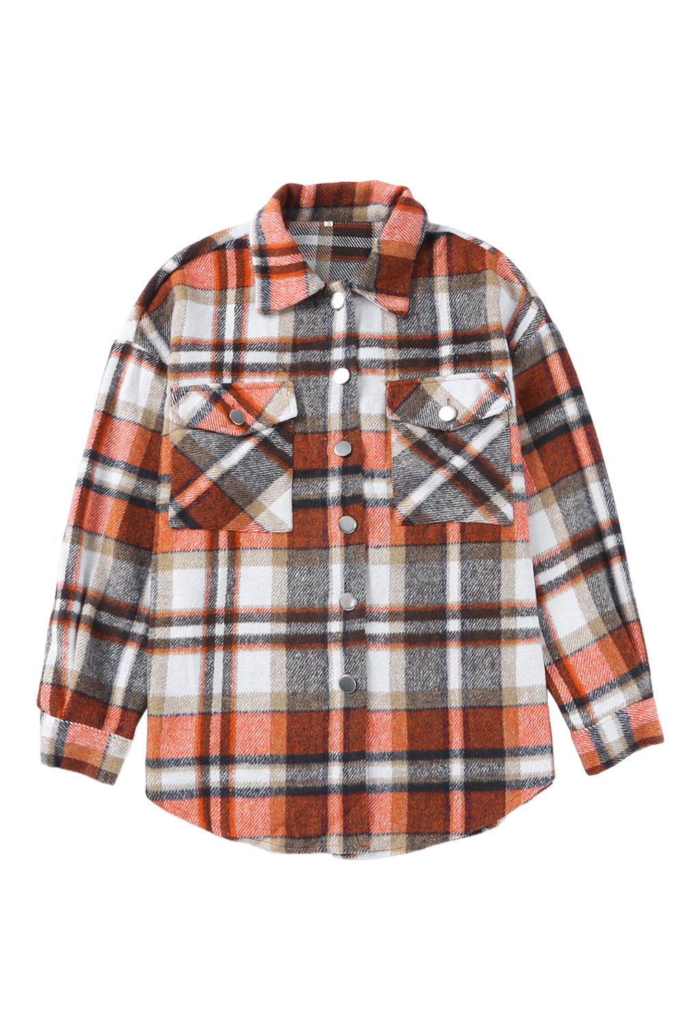 Veste à carreaux en flanelle avec poches poitrine orange