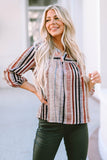 Striped 3/4 Sleeve Blouse