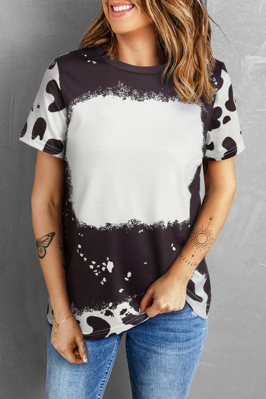 Tie Dye Bleached Crew Neck Short Sleeves T-shirt