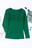 Lace Crochet V Neck Long Sleeve Top