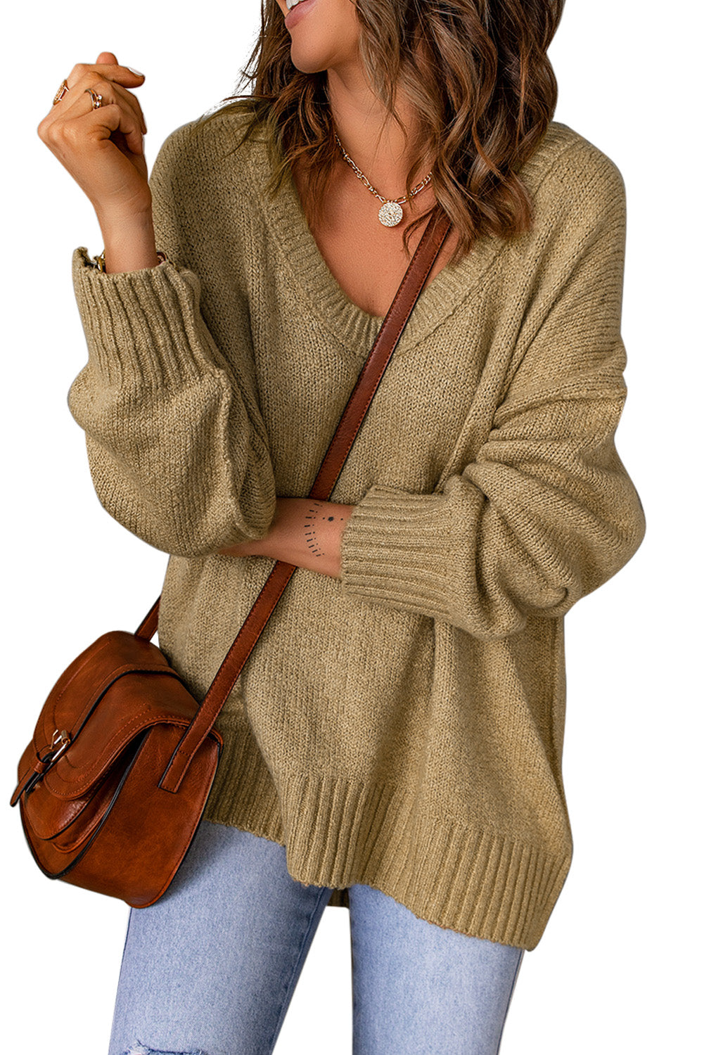 Ribbed Trim Oversize Sweater