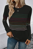 Multicolor Striped Crew Neck Long Sleeve Top