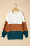 Plus Size Ribbed Trim Color Block Sweater