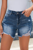 High Waist Distressed Fringed Cut Off Shorts