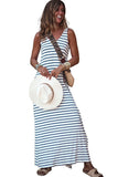 Striped V Neck Sleeveless Maxi Dress