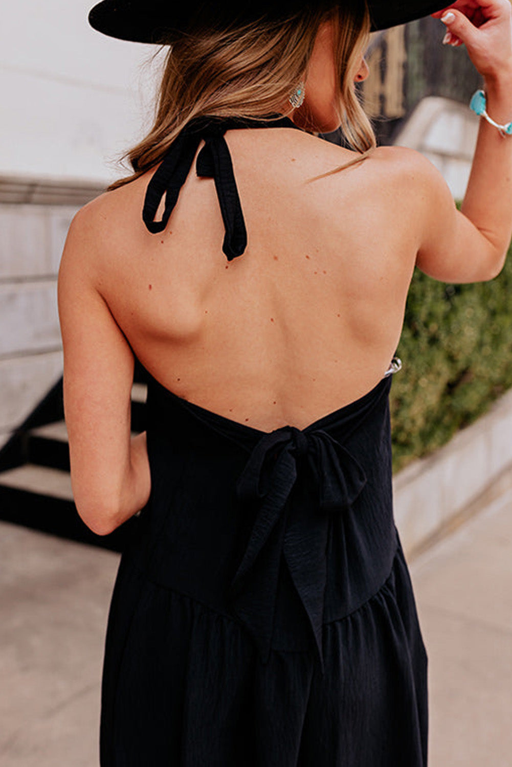 Halter Neck Backless Midi Dress