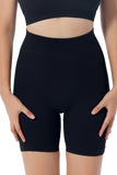 Short de yoga taille haute côtelé extensible noir