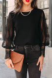 Sheer Lace Mesh Bishop Sleeve Top