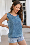 Ruffled Denim Tank Top