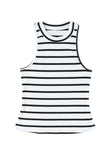 Striped Print Ribbed O-neck Sleeveless Top