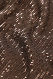 Haut marron à sequins et manches bouffantes