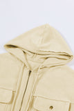 Flap Pocket Drawstring Hood Zip Up Jacket