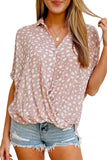 Leopard Printed Short Sleeves Twist Shirt