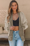 Gray Textured Knit Pocketed Duster Cardigan