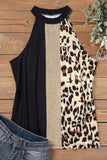 Leopard Color Block Casual Tank Top