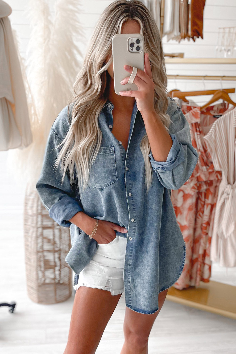 Vintage Washed Chest Pocket Denim Shirt