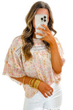 Floral Print Wide Ruffle Sleeves Blouse