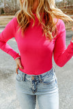 Ribbed Knit High Neck Long Sleeve Top