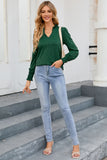 Frill V Neck Puff Long Sleeve Top