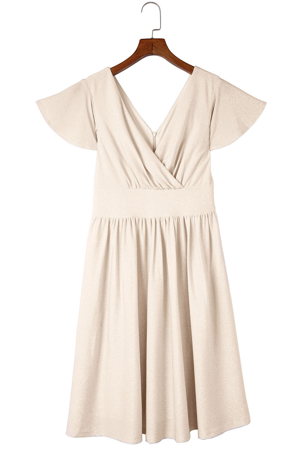 V Neck Wrap Ruched Flowy Midi Dress