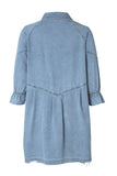 Mini-robe en jean boutonnée grise à manches longues