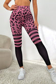 Leopard Stripe Patch Butt Lifting High Waist Yoga Pants