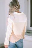 Rose Color Block Buttoned Raw Hem Textured Shirt