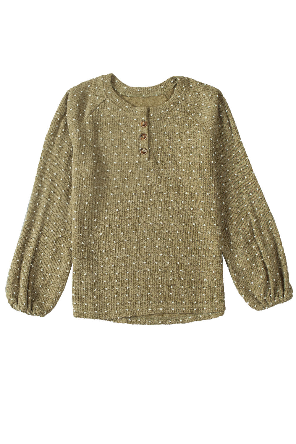 Haut en tricot à manches raglan et pois suisses abricot