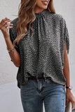 Oversized Leopard Ruched Batwing Sleeve Blouse