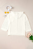 White Open Knit Long Sleeve Pocketed Hooded Sweater